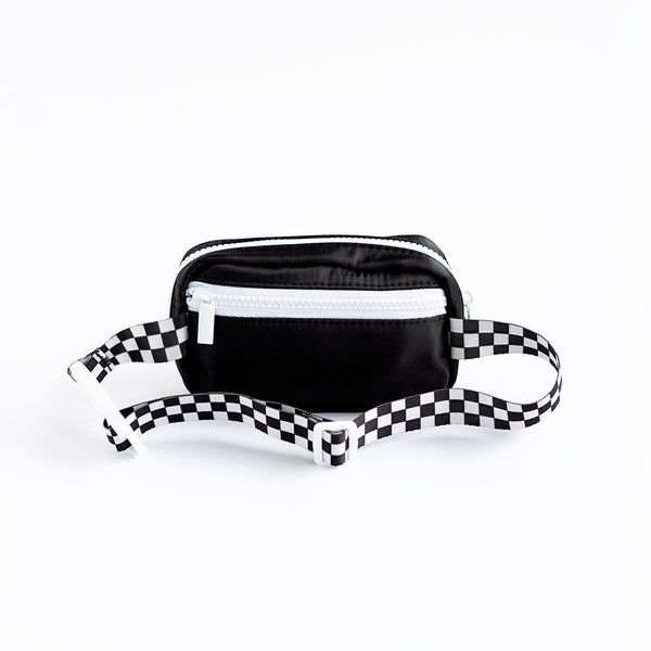 The City Bag- Adult Fanny Bag - Black with Checkered Strap