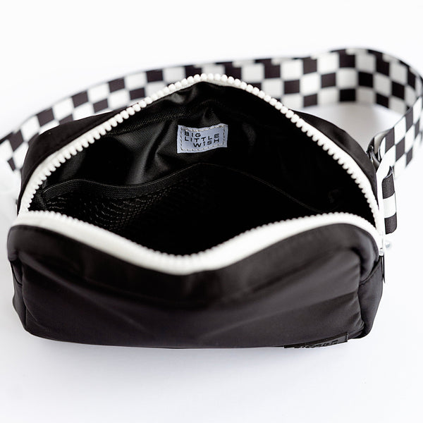 The City Bag- Adult Fanny Bag - Black with Checkered Strap