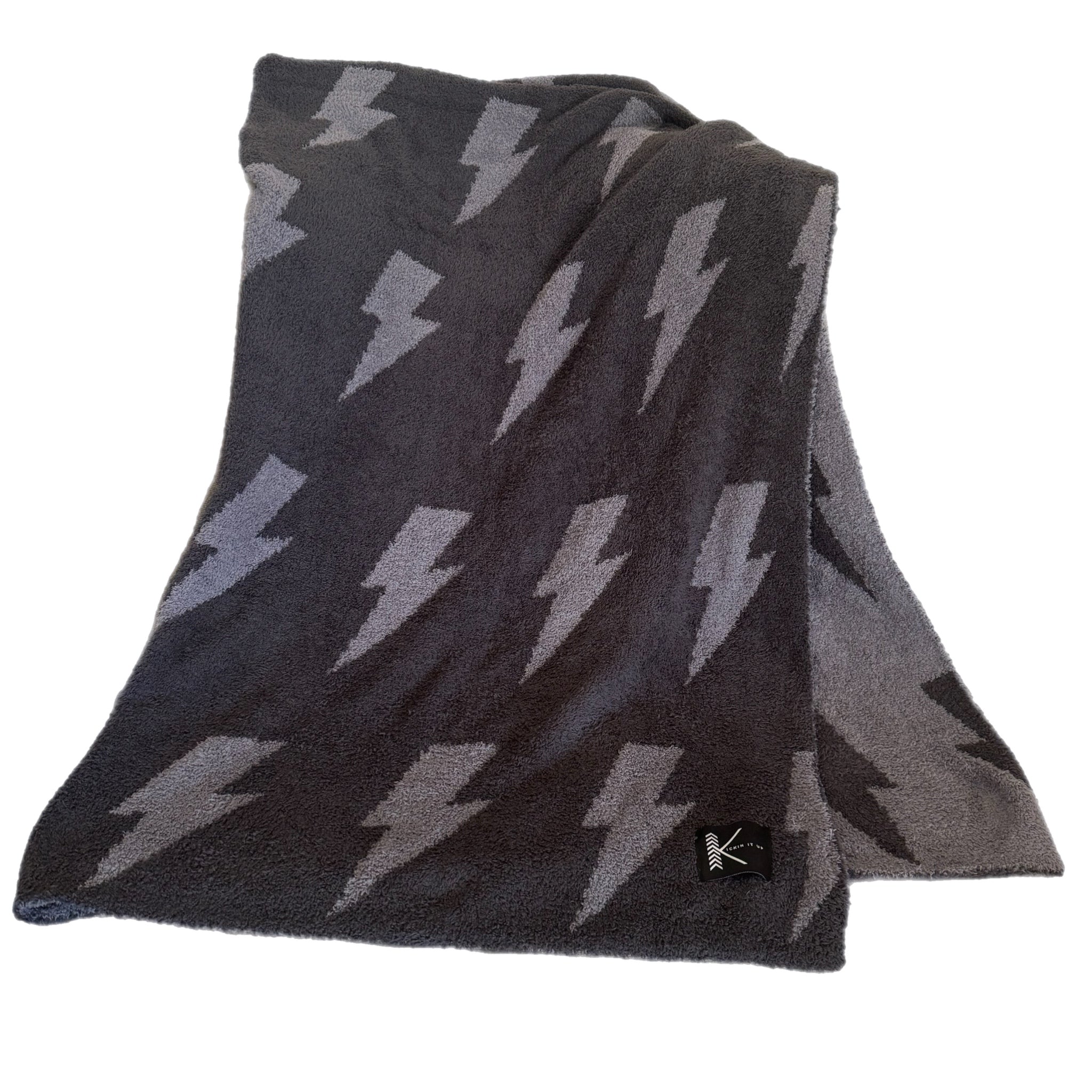 Black + Charcoal Bolt Cozy Blanket