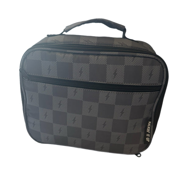 Gray Check Bolt Lunch Box