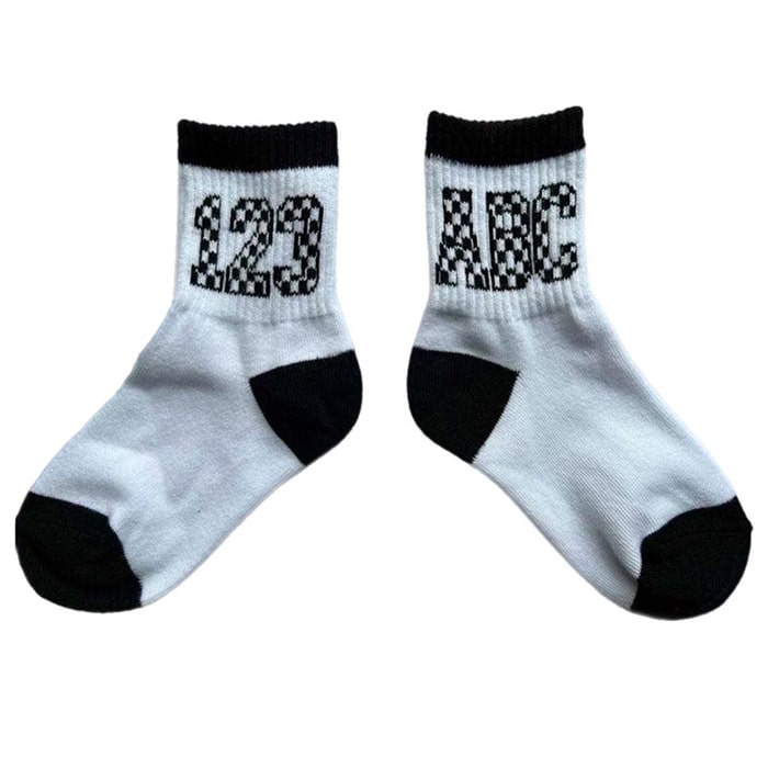 Kids Socks - ABC & 123 Checkered Pattern