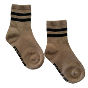 Kids Brown Socks with Black Stripes