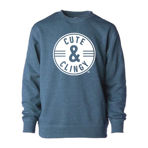 Cute & Clingy Graphic Crewneck Sweatshirt in Storm Blue