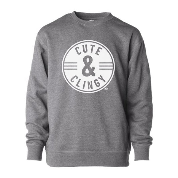 Cute & Clingy Graphic Crewneck Sweatshirt in Heather Grey