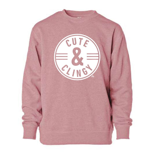 Cute & Clingy Graphic Crewneck Sweatshirt in Heather Pink