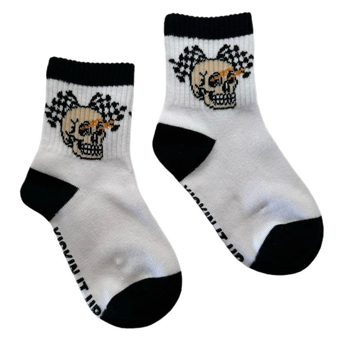 Kids Socks with Skulls & Checkered Flags