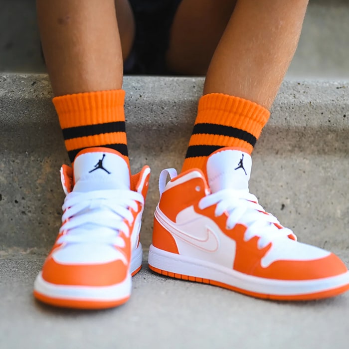 Kids Socks - Orange Crush with Black Stripes