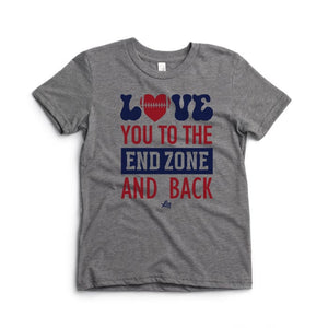 Love you to the end zone and back kids football tee