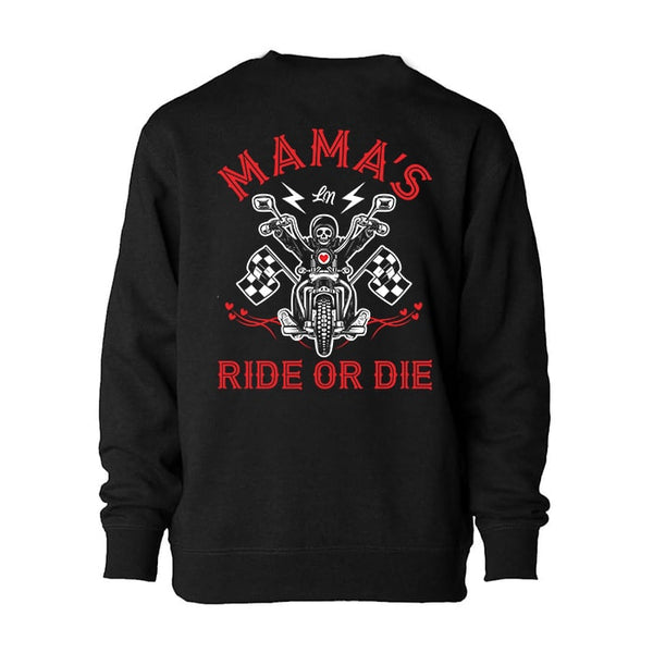 Mama's Ride or Die Crewneck Sweatshirt for Kids - Back View - Ledger Nash Co