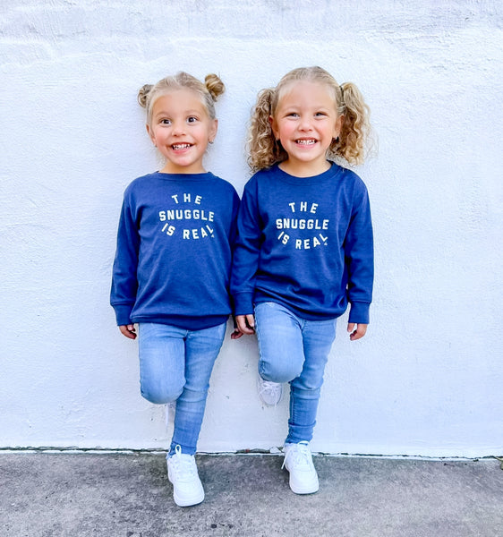 The Snuggle is Real Kids Lightweight Crewneck - Model1 - Ledger Nash Co