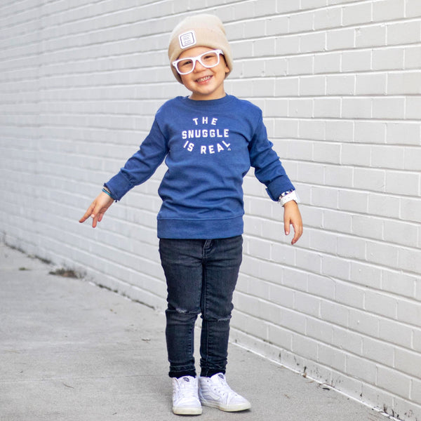 The Snuggle is Real Kids Lightweight Crewneck - Model2 - Ledger Nash Co