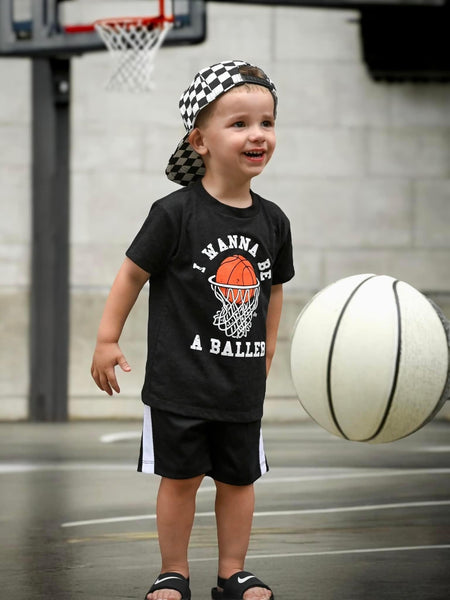 Wanna Be A Baller Kids Tee - Model2 - Ledger Nash Co